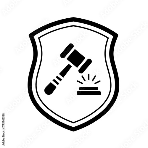 Law justice legal gavel court shield icon symbol judgment auction verdict authority judicial system right icon