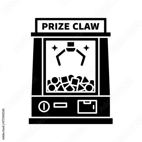 Prize claw machine arcade game vector illustration for entertainment and amusement park design element icon