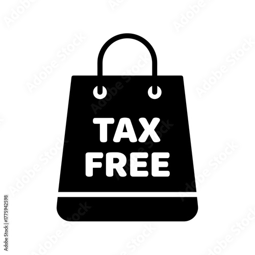 Tax free shopping bag vector icon for retail sales promotion and holiday discounts and special offers sale icon