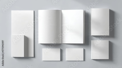 Wallpaper Mural Various blank white books and notepads in different sizes and orientations Torontodigital.ca