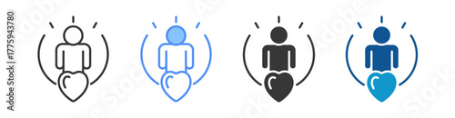 Self Esteem Icon Set Multiple Style Collection