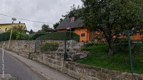 Jablonne v Podjestedi Czechia city roads buildings POV 2. Czechia historically Bohemia. Central Europe. Mountain valley village. Once Czechoslovakia, Soviet communism now part of European Union, EU.