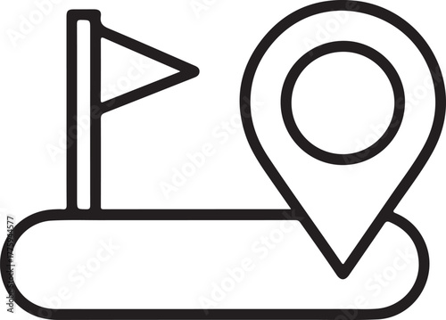 Map pin and flag icon representing destination