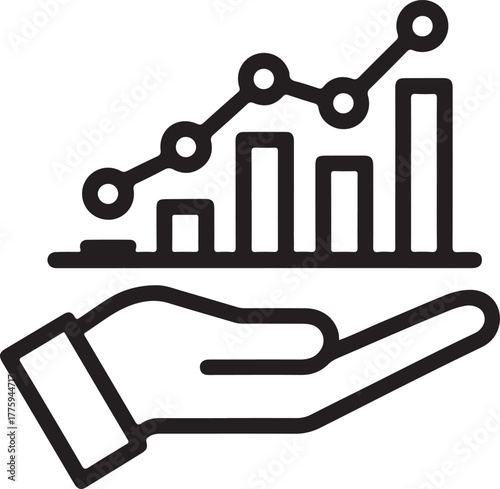 Hand holding upward trending business growth chart