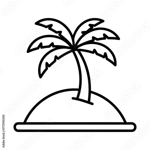 island with palm tree line icon