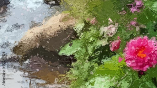 Various oil paintings, flowers, chrysanthemums, streams, landscapes, lakes, pavilions, mountainous areas, plum blossoms