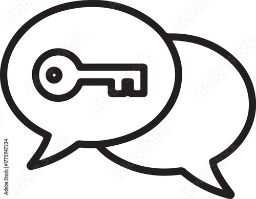 Key inside speech bubble icon representing communication secrets