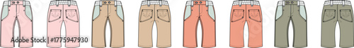 Stylish Flat Design Trousers Set in Pastel and Earth Tones for Fashion Collections