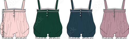 Infant Bloomers Illustration Baby Outfit Designs in Various Colors