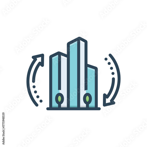Color illustration icon for urban renewal