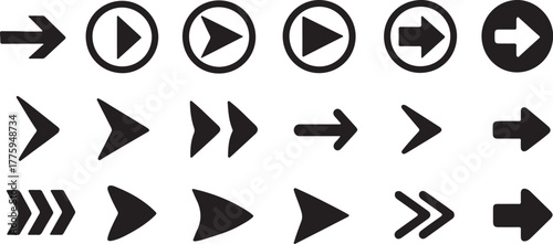 Arrow icon set pointing direction vector graphic collection symbols pack