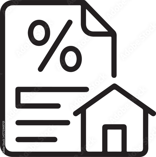 Icon representing mortgage interest rates and home ownership documents