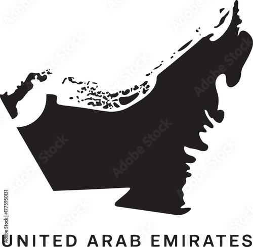 United Arab Emirates Silhouette Map Illustration Outline Country