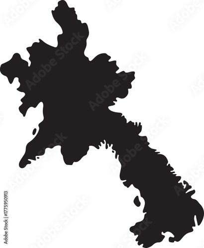 Laos Silhouette Map Isolated on Transparent Background
