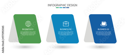 3 data infographic business model presentation.