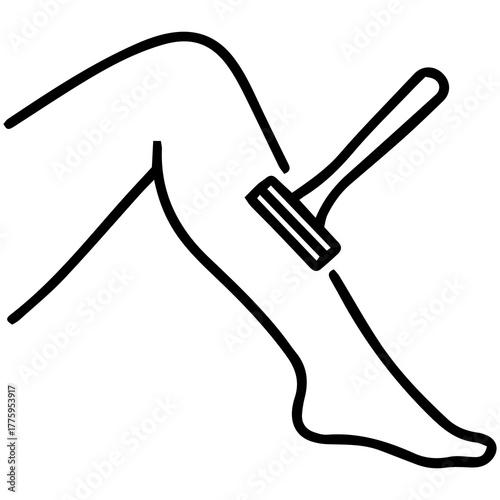Leg Shaving: A minimalist line drawing captures a smooth leg shaving process, depicting a razor gliding effortlessly along the skin, symbolizing the pursuit of a flawless surface.