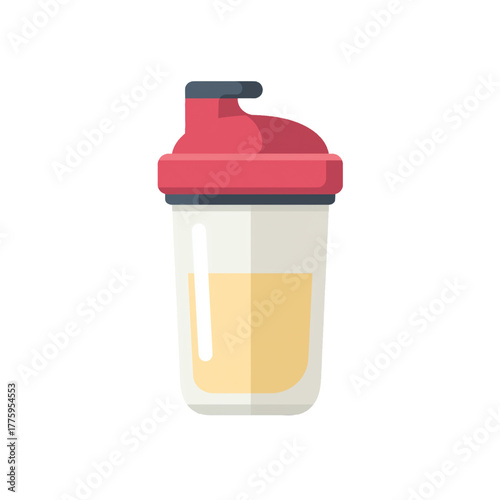 flat 2D icon vector illustrator of protein shake in shaker bottle