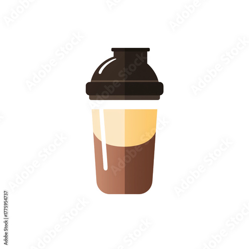 flat 2D icon vector illustrator of protein shake in shaker bottle