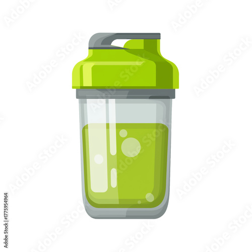 flat 2D icon vector illustrator of protein shake in shaker bottle