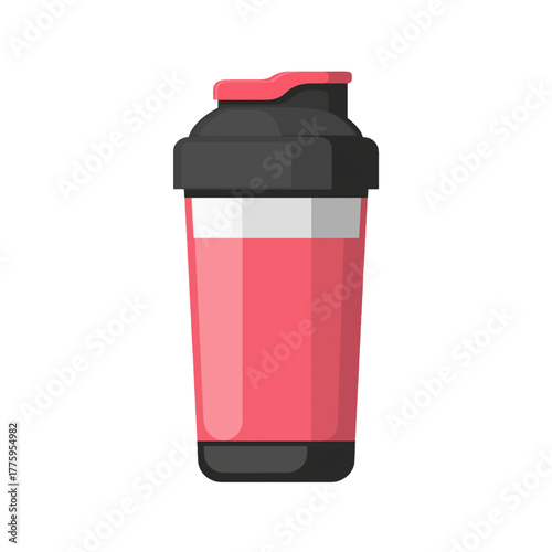 flat 2D icon vector illustrator of protein shake in shaker bottle