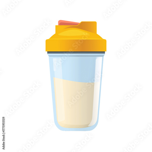flat 2D icon vector illustrator of protein shake in shaker bottle