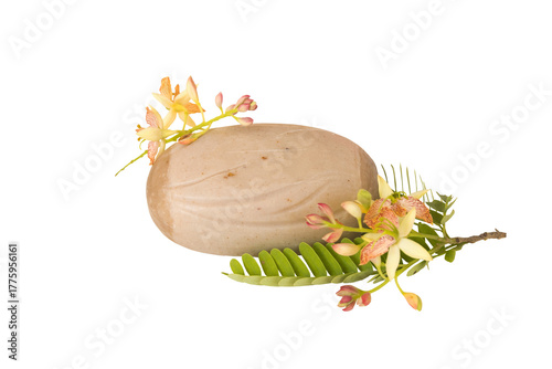 cubes soap extract herbal tamarind health care for wash skin arrangement flat lay style 