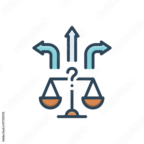 Color illustration icon for ethical decision