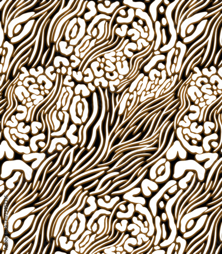 Leopard, zebra and pattern design. Hand drawn leopard zebra pattern design. For textile and print.