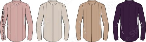 Collection of casual shirts in various muted colors, showcasing different styles and patterns for versatile wardrobe options