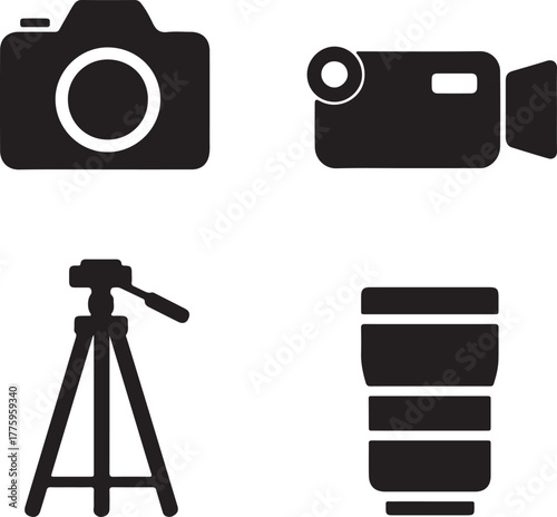 Photography and videography equipment icons