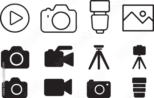 Collection of photography and videography icons