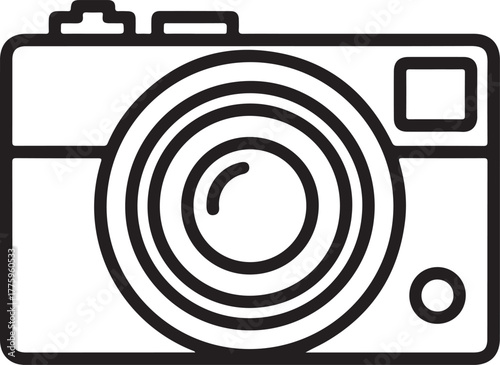Outline vector camera icon for photography and media applications isolated on a dark background