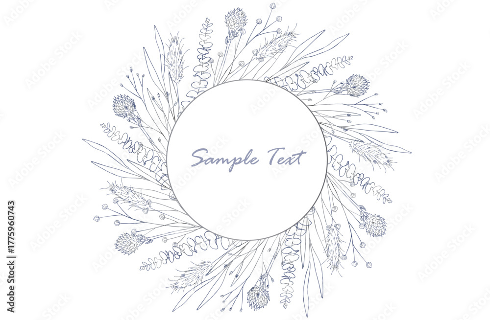 Obraz premium ボタニカルな植物の手描き風フレーム