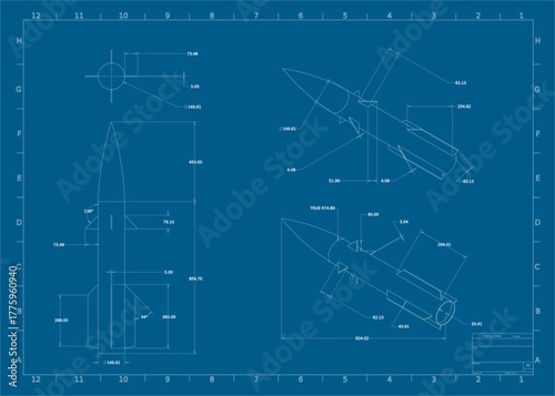 Blueprint of a Rocket or Missile Vector SVG