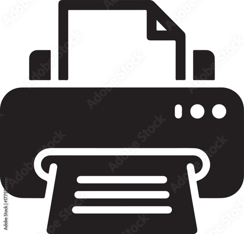 Printer vector icon illustrating a modern office device for printing documents and papers
