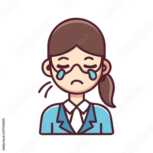 vector character of a woman secretary with sore eyes
