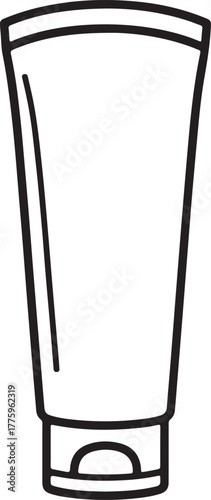 Squeeze tube vector icon for cosmetics cream lotion or toothpaste packaging design isolated on black background
