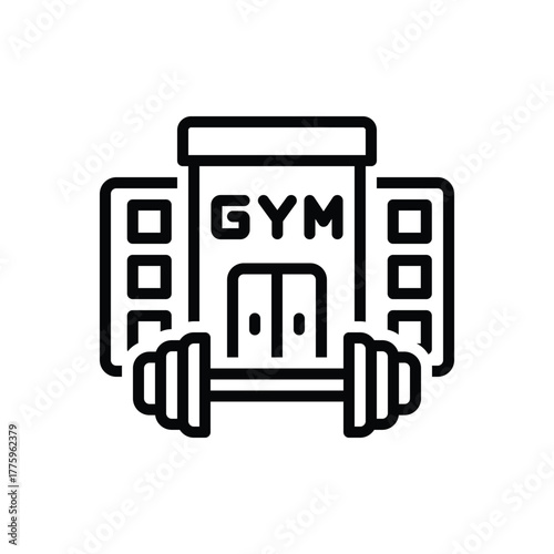 Black line icon for fitness center