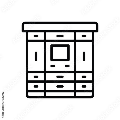 Black line icon for parcel lockers