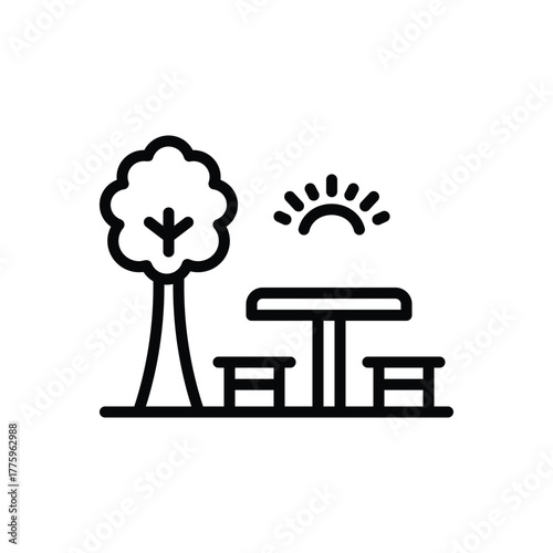 Black line icon for picnic areas