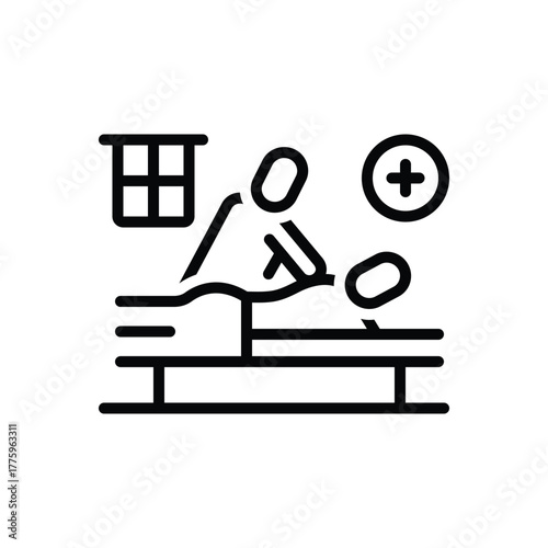 Black line icon for wellness amenities