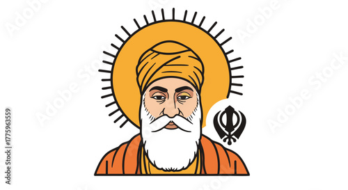 Flat vector of Guru Nanak Dev Ji