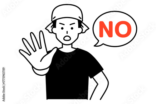NOと言って拒否する居酒屋の男性店員