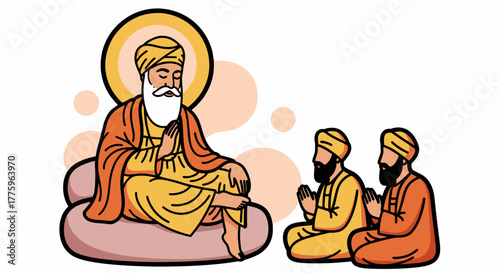 Guru Nanak Teaching Scene Illustration