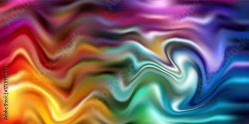 A dynamic, fluid swirl of rainbow colors creates an energetic abstract background suitable for design projects, marketing, and digital art. Bright, harmonious gradients evoke creativity,