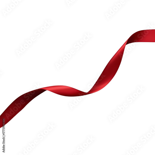 Elegant Red Ribbon A Graceful Curve and Symbol of Celebration, Perfect for Design & Decoration