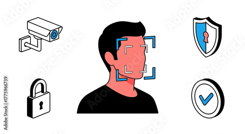 Facial recognition technology scanning a person's face for security and identification purposes.
