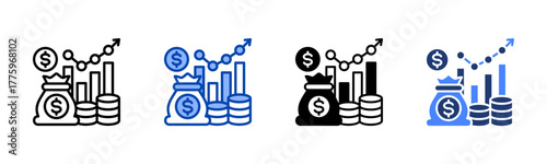 Financial icon set multiple style collection