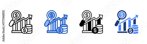 Analysis icon set multiple style collection