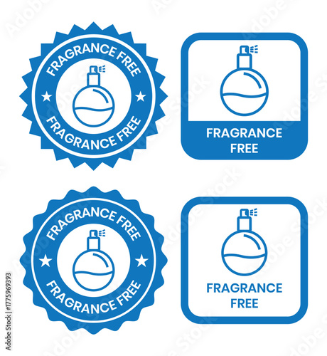 Fragrance free stamp. No scent icon, aroma free, smell absence concept, does not contain odor, thin line symbol on white background - editable stroke vector illustration.